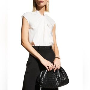 Like New Emporio Armani Ivory Drape Front Cap Sleeve Top Size 44 XXL